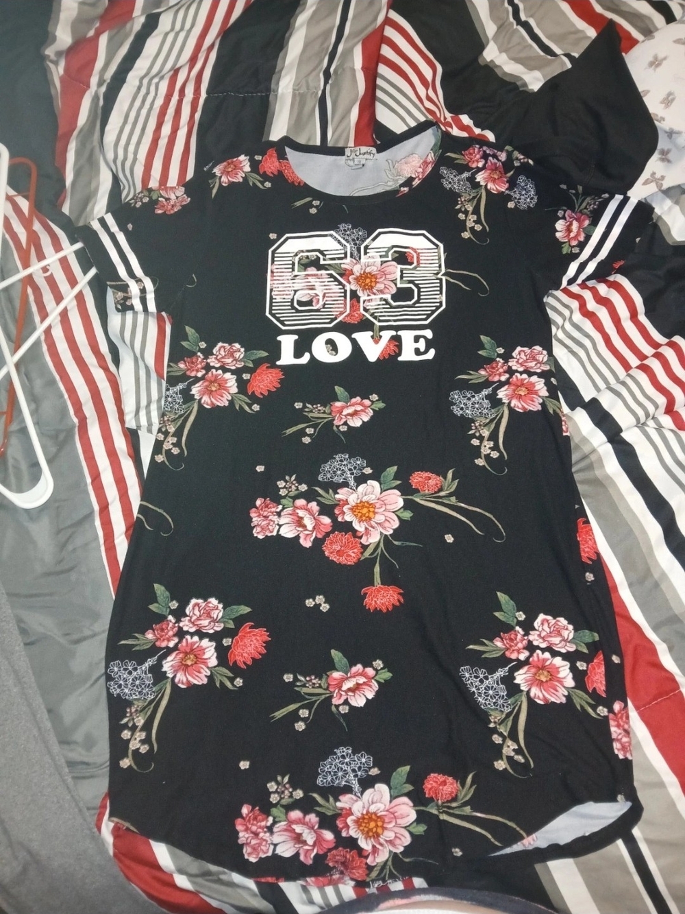 Black Floral '63 Love' Short Sleeve Dress